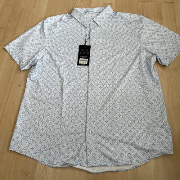 7 Diamonds Shirt Men Geometric 4 Way Stretch Button Down Blue XXL NEW $89 - Picture 1 of 5